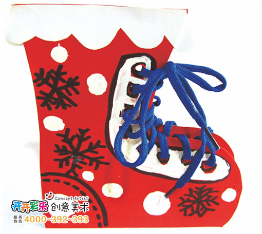 儿童画 －圣诞靴子-开开彩乐创意美术