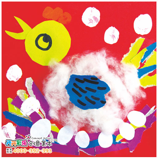儿童画 －母鸡下蛋-开开彩乐创意美术