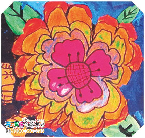 儿童画 － 牡丹花 - 开开彩乐创意美术