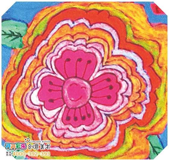 儿童画 － 牡丹花 - 开开彩乐创意美术